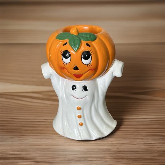 Vintage Lefton Ghost & Jack O Lantern 1986. Measures 5.5” - Picture 1 of 4